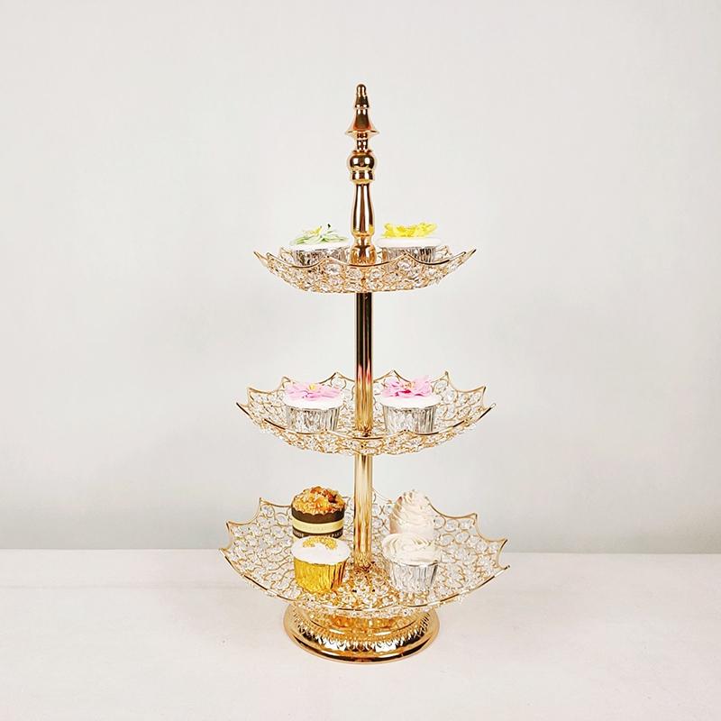 

Other Bakeware 1pcs 3 Tiers Cupcake Stand Gold Wedding Tray Mirror