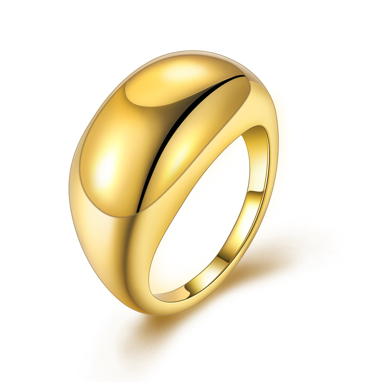 

Large Glossy Geometric Simple Gold Ring Wedding Band Ring For Women