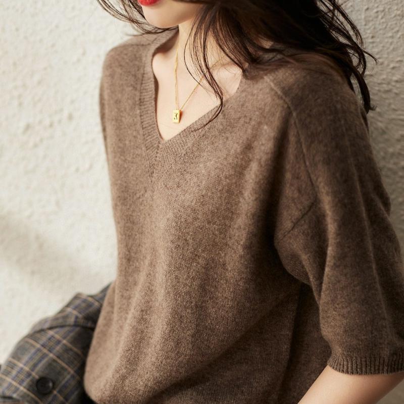 

Women's Sweaters 2022 Knitted Women Sweater Pullovers Cashmere Sexy V-Neck Autumn Summer Basic Plus Size Slim Fit High Quality Top, Black