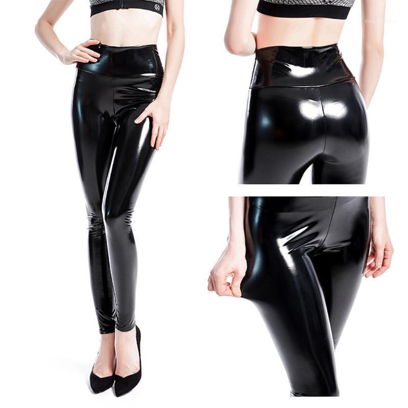

Women' Leggings Faux Leather Shinny Pencil Pants Streetwear Sexy Slim Black High Waist Stretchy PU Plus Size Trousers