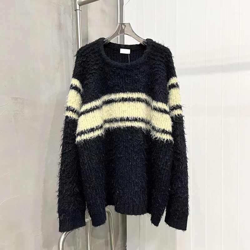 

Women' Sweaters Brand Designer Oversize Long Women Sweater Casual Striped Wool Soft Autumn Winter Knitted Pullover, No.1