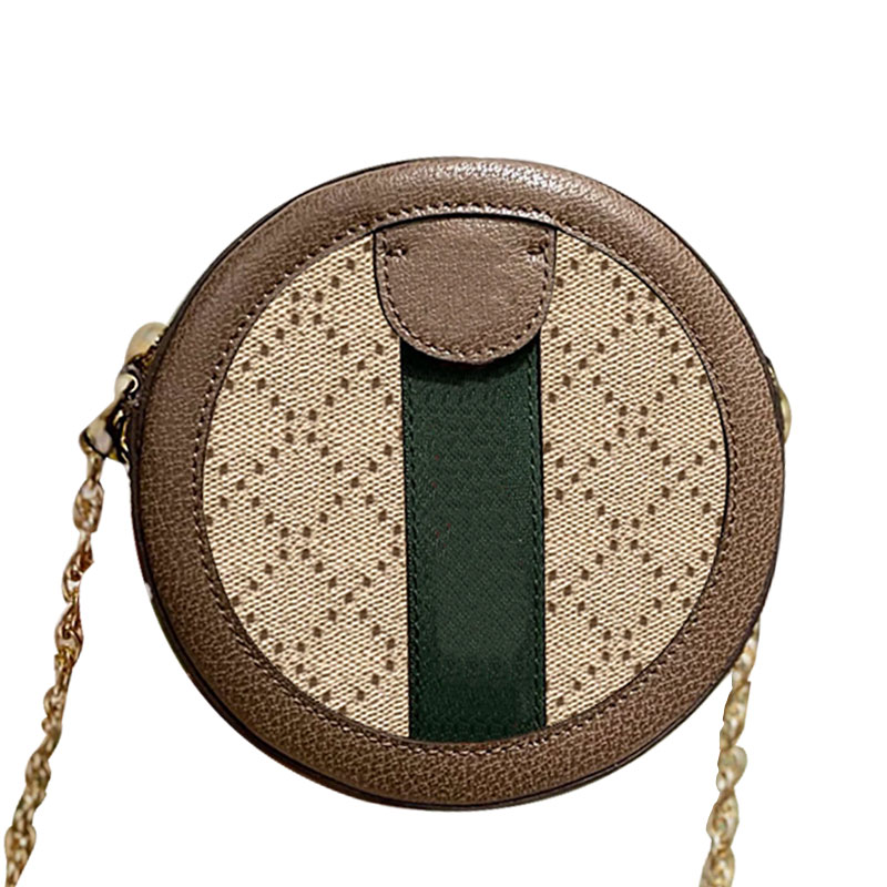 

Chains Crossbody Bag Circular Shoulder Bags Women Cowhide Handbag Genuine Leather Edging High Quality Letter Zipper Hardware Stripes Large Capacity, Split