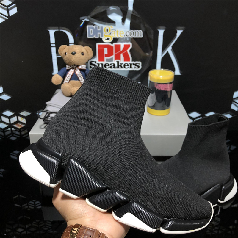 

Wholesale Top Quality Designer New Socks Shoes Brand Knitting Mesh Men Women 2.0 Runner Sock Sneakers High Platform Black White Slip On Triple S Casual Sneaker With Box, Customize