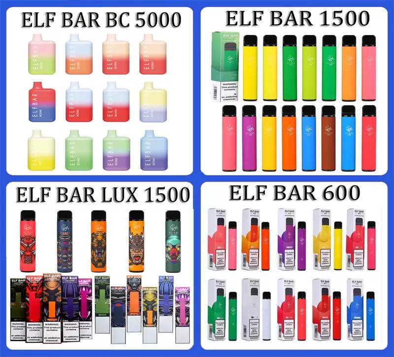 

Elf Bar lux 1500 600 Puffs Disposable Electronic Cigarettes Device Vape Pod 850mAh Battery disposables 2% and 5% Strength available geek BC 5000 Puff