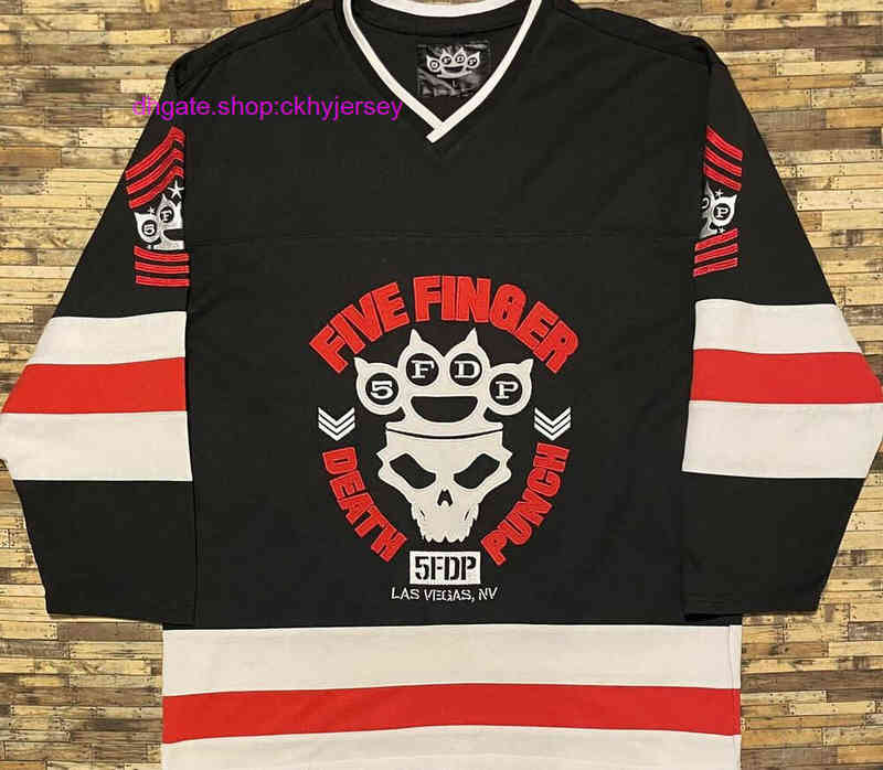 

Shirts Five Stitched Finger Death Punch FFDP 5FDP Hockey Jersey Mens Kids Throwback Jerseys, Same as picture