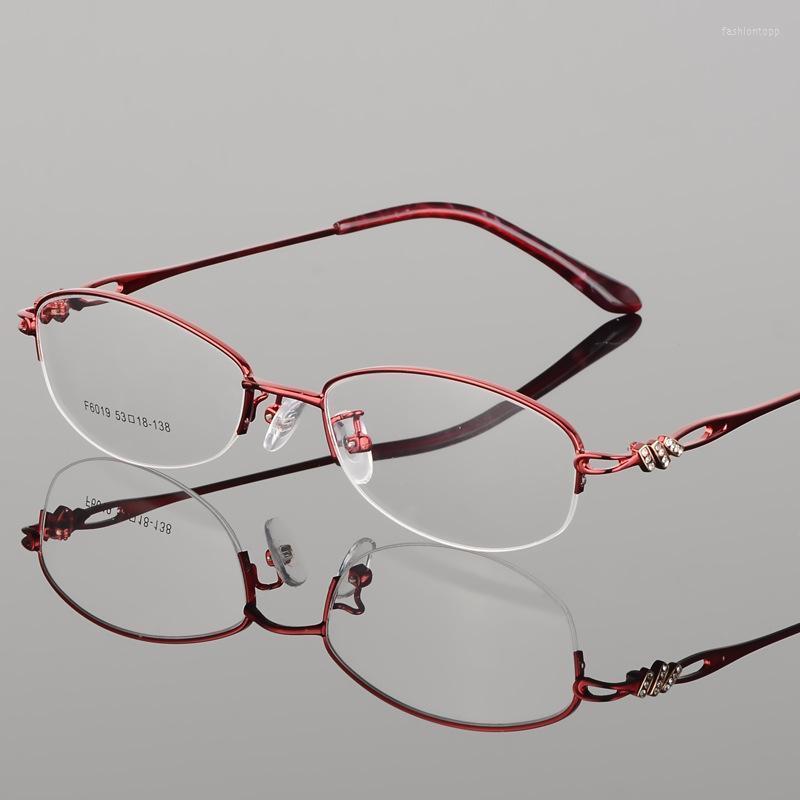 

Fashion Sunglasses Frames Metal Double Color Plating Inlaid With Diamond Glasses Frame Half Elegant Women Prescription Optical FrameFashion