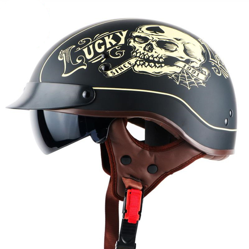 

Harley Brim Retro Motorcycle Helmet Half Face Motorbike Crash Moto Helmet Casco, Multi-color