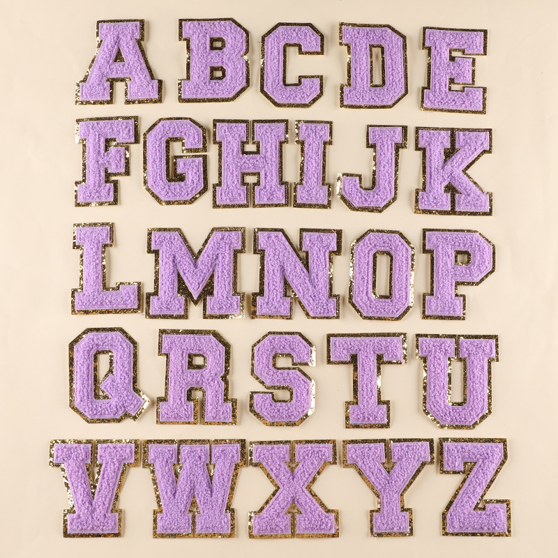 

Notions Pink Purple 26 English Letters Patches for Clothing Patch Embroidery Clothes Applique DIY Accessories