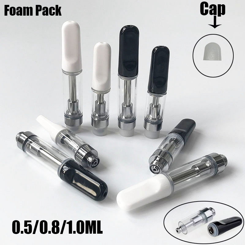 

0.8ml 1.0ml 0.5ML Atomizers Ceramic Coil Vaporizer TH205 Vape Cartridges Foam Package Glass Thick Tank Empty Vapes Pens Cartridge E Cigarettes 510 Thread
