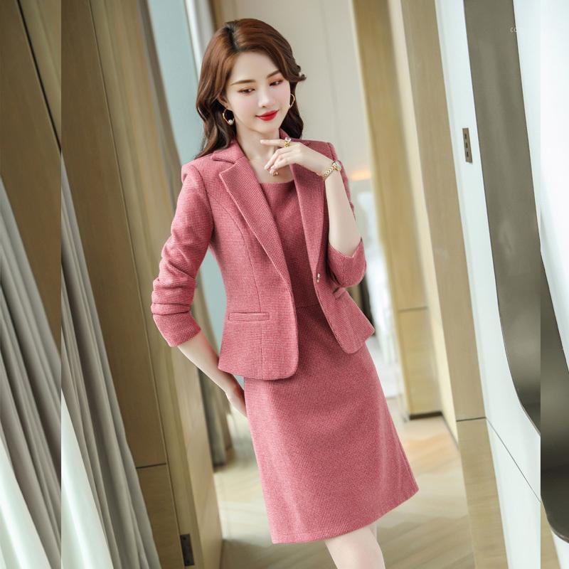 

Work Dresses Formal Uniform Designs Blazers Set For Women Business Wear Suits With Dress And Jackets Coat Ladies OL Styles Plus Size