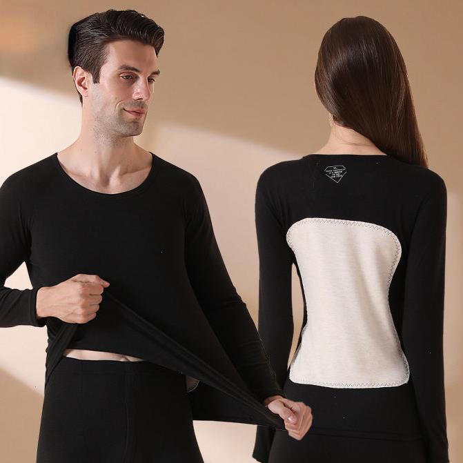

Silk Patch Thermal Underwear Couple Bottoming Warm Clothes De Velvet Self-heating Autumn Long Pants Suit, Light purple lady