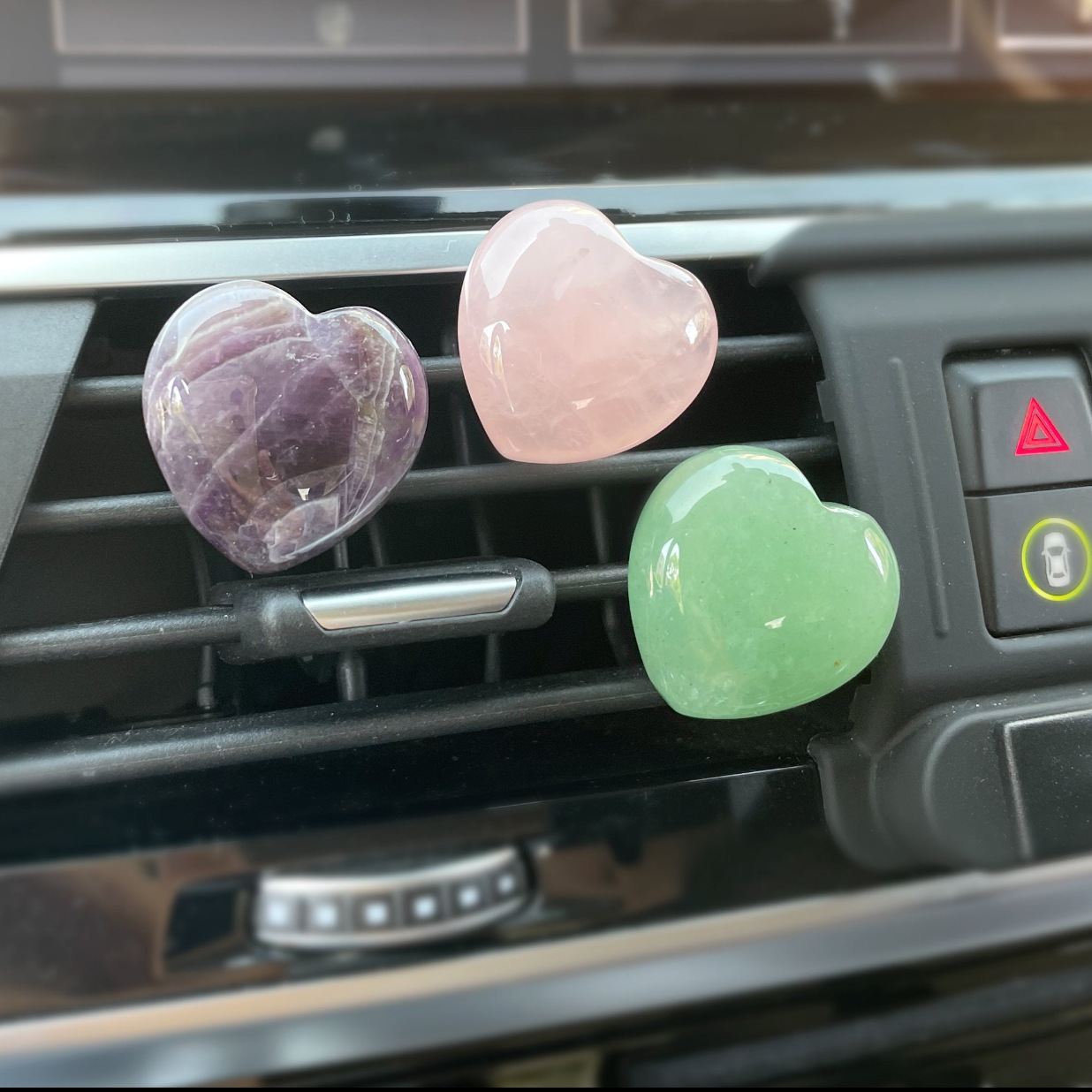 Rose Quartz pierre sculpture coeur forme accessoires de mode voiture sortie d'air garniture Clip cristal guérison décoration décor intérieur Acc