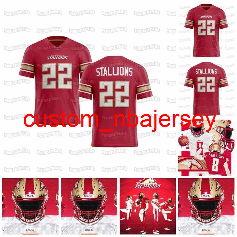 

Birmingham 2022 Stallions USFL Football Jersey Custom Jersey, Red youth s-xl