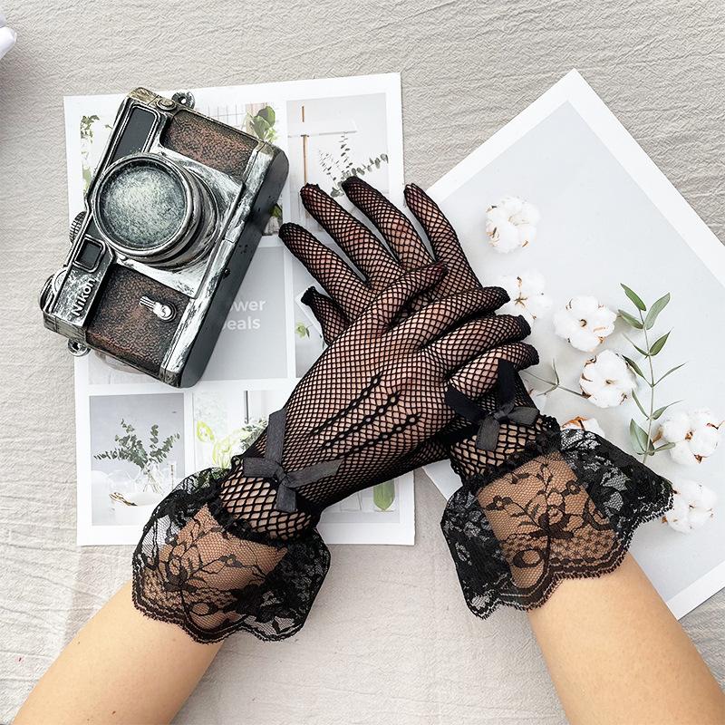 

Five Fingers Gloves Fashion Summer Personalized Mesh White Etiquette Women's Wedding Gift Mittens Clothes Accessories Lace Apparel