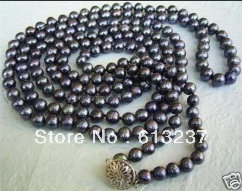 

Chains Jewelry Necklace 2022 Fashion Style Diy 7-8mm Black Akoya Cultured Pearl 35" MY4504Chains ChainsChains