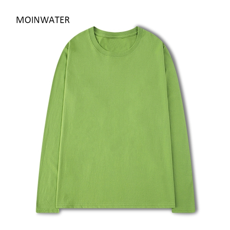 

MOINWATER Women 100 Cotton Long Sleeve T shirts for Autumn Female Green Purple Spring Solid Tees Tops MLT2138 220728