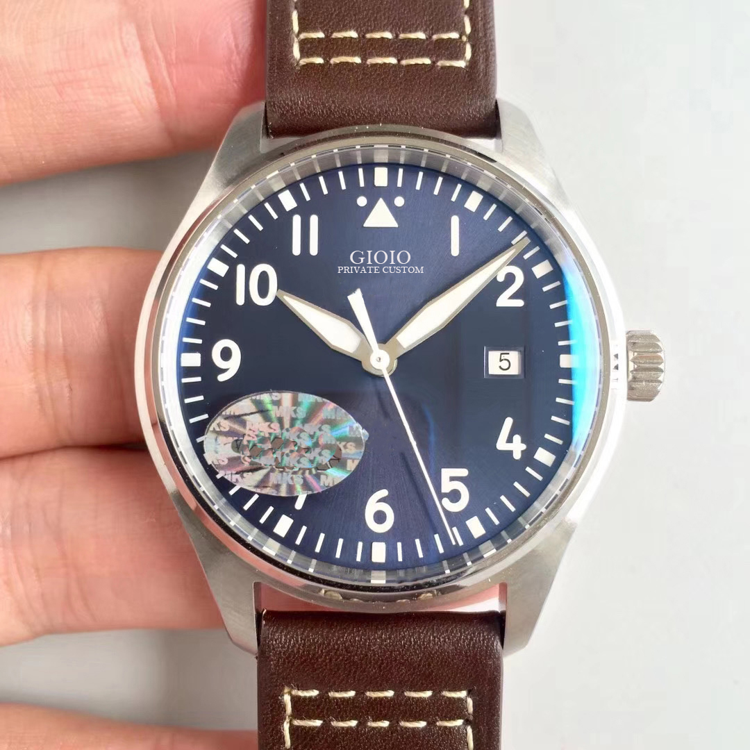 

Mens Automatic Mechanical Pilot Black Leather Brown Watch