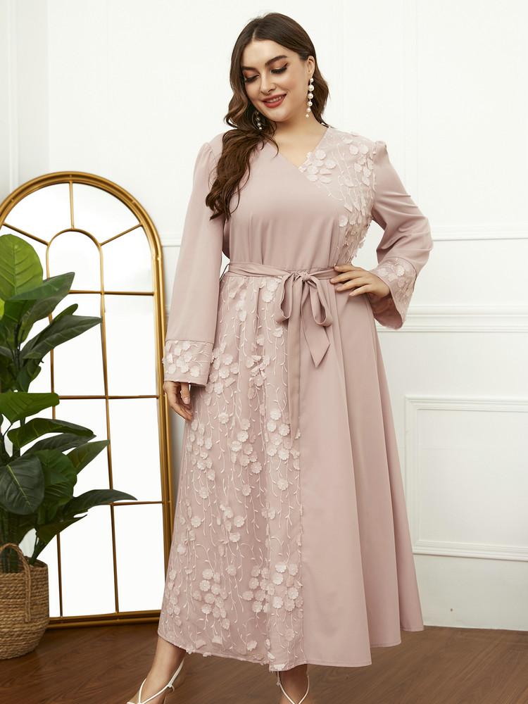 

Plus Size Dresses Elegant Women For Evening Party Ceremonies Large Long Kuwaiti Sports Studies Spring Casual RobeDressPlus, Pink