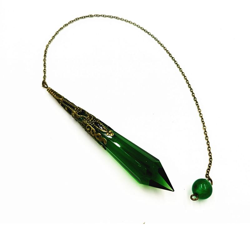 

Pendant Necklaces Pendulum Glass Bell Reiki Pendants Female Natural Amulet Healing Crystal Meditation Hexagonal Pendulums