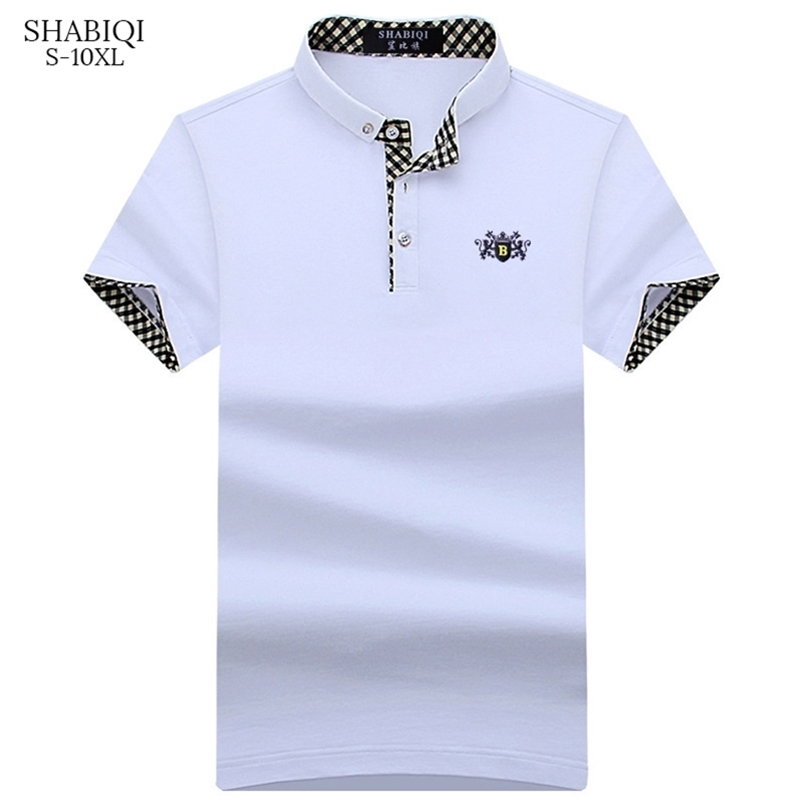 

SHABIQI Brand Polo Shirt Men Embroidery POLO Shirts Cotton Short Sleeve Shirt Polo Casual Stand Collar Male Polos Mens 5XL 220402, Lake blue(hl)
