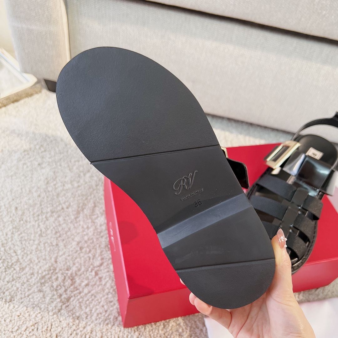 

sandal Designer Shoes slides heels women Dress luxurious sandals flat bottom diamonds Italian genuine leather good matching size 34-41 solid comfortable, Black drill buckle