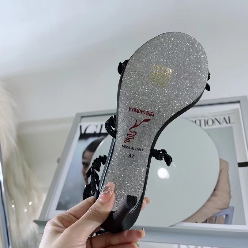 

quality high Rene caovilla Designer Heels Sandals Womens heel Classic Slippers 100% leather Color wedding dress Set Travel Outdoor party Beach Heat sandal with bog