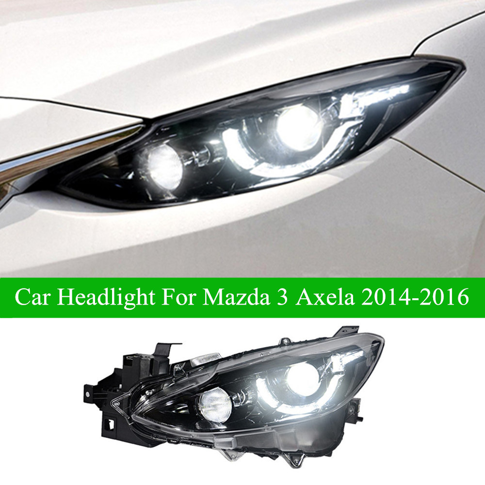 

LED Daytime Running Headlight Assembly For Mazda 3 Axela Car Head Light 2014-2016 Dynamic Turn Signal High Beam Auto Lamps