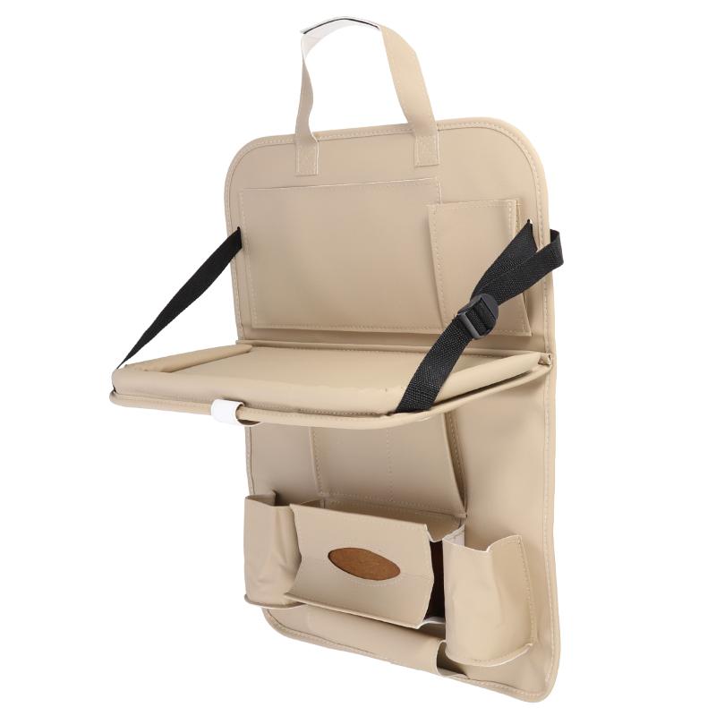 

Car Organizer Back Seat Multipurpose Bottles Storage Foldable Dining Table (Beige)