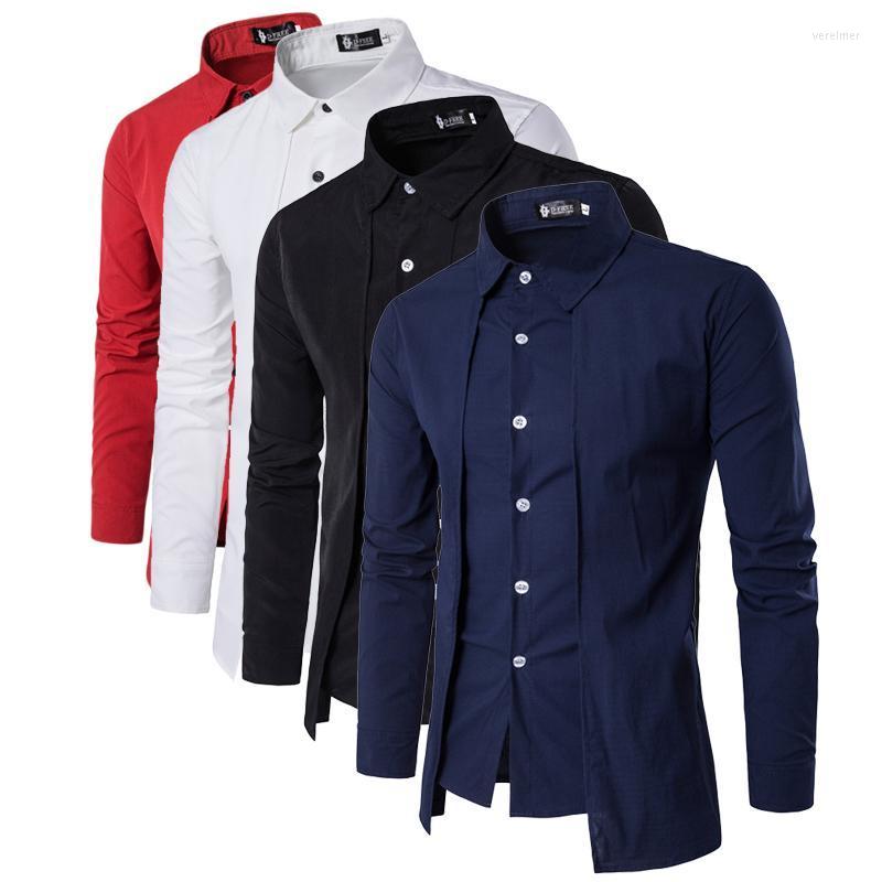 

Men's Dress Shirts Formal Casual Long Sleeve Men 2022 Fake Two Piece Tuxedo For MenMen's Vere22, Black