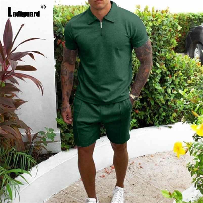 

Plus Size3xl Tracksuit Sets Summer Casual Polo Shirt and Shorts 2PCS Outfits Streetwear Men Fashion Two Piece Shirt Sets 220602, Khaki