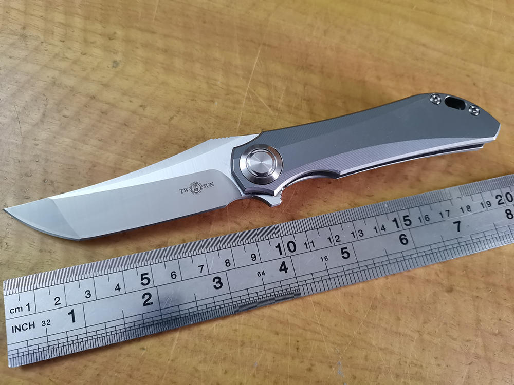 TwoSun Knives M390 Titanium Flipper Fast Open Folding Knife TS196 Sabertooth