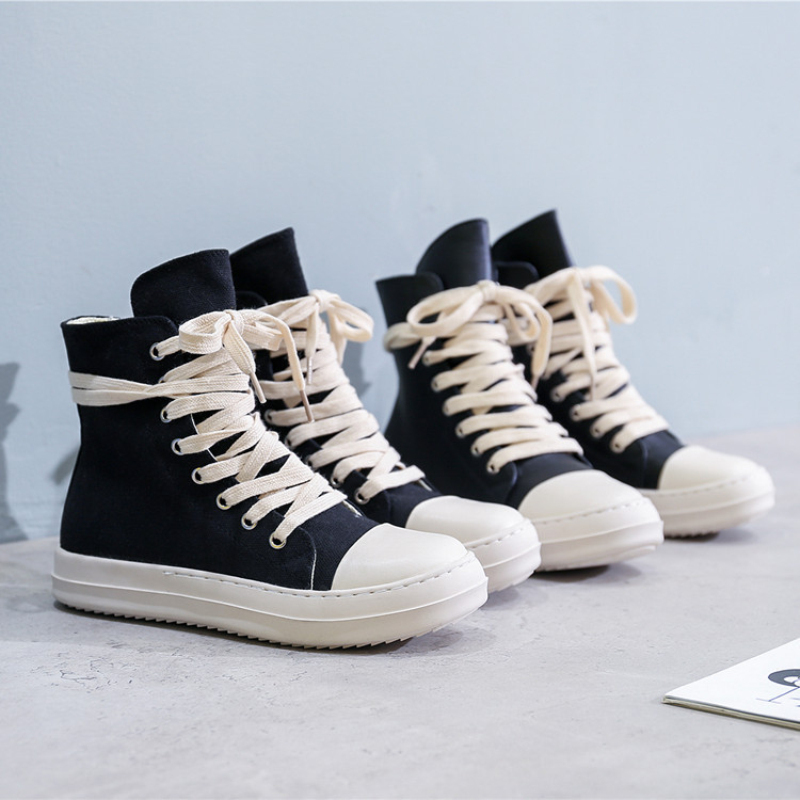 

Women Canvas Shoes Luxury Platform Boots Lace Up Sneakers Casual Woman Height Increasing Zip High-TOP Flats Black Shoe, Black satin