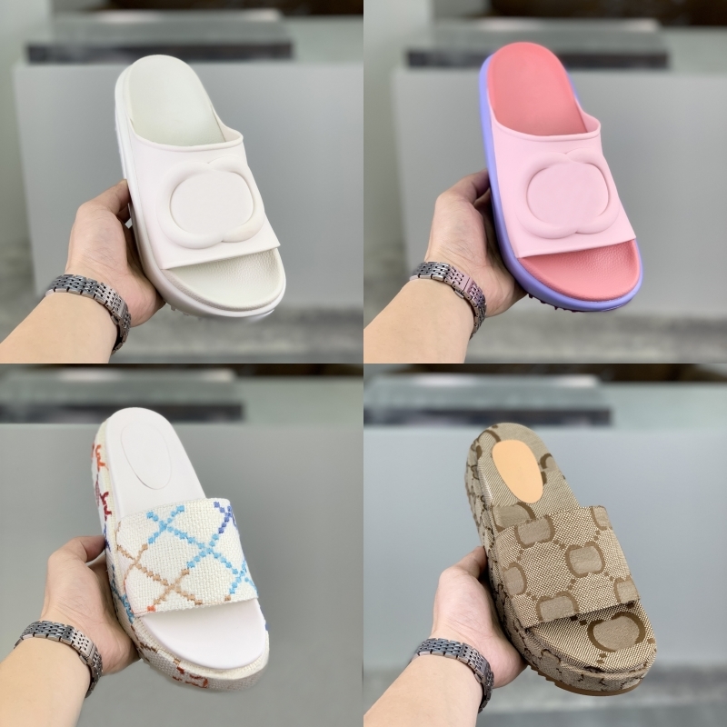 

2023 New Trend Thick Bottom Designer Slipper Womans Fashion High Heel Pantoufle Sliders Ladys Summer Indoor Slippers Outdoor Non-slip Flat, Style 4
