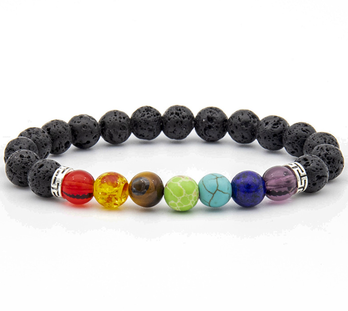 

Colorful Volcanic Stone Bracelet Wholesale Cross Border New Handmade Beaded Men's Natural Volcanic Stone Bracelet
