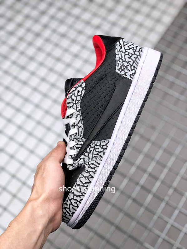 

Top Quality Shoes Jumpman 1 Low Black Grey Versity Red Travis Scotts LOW-top culture casual sports basketball shoe Leather Trainers Ship ShoeBox Size 36-46 available, Box
