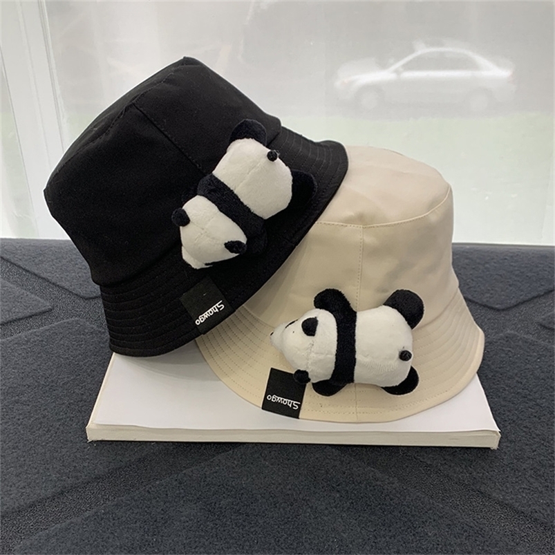 

Panda Plush Doll Bucket Hat 2 in 1 Women Men Fashion Outdoor Travel Panama Sunscreen Sun Hat Packable Fisherman Caps 220812, Black