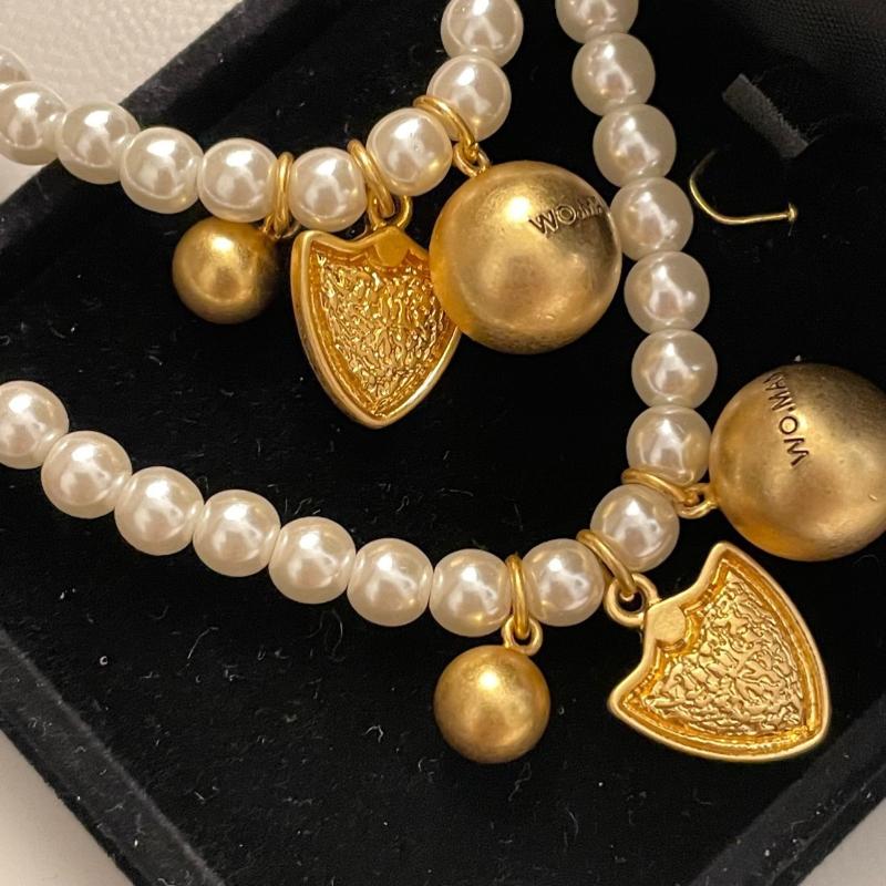 

Chokers Pearl Vintage Metal Accessories Gold All-match Women's NecklaceChokers