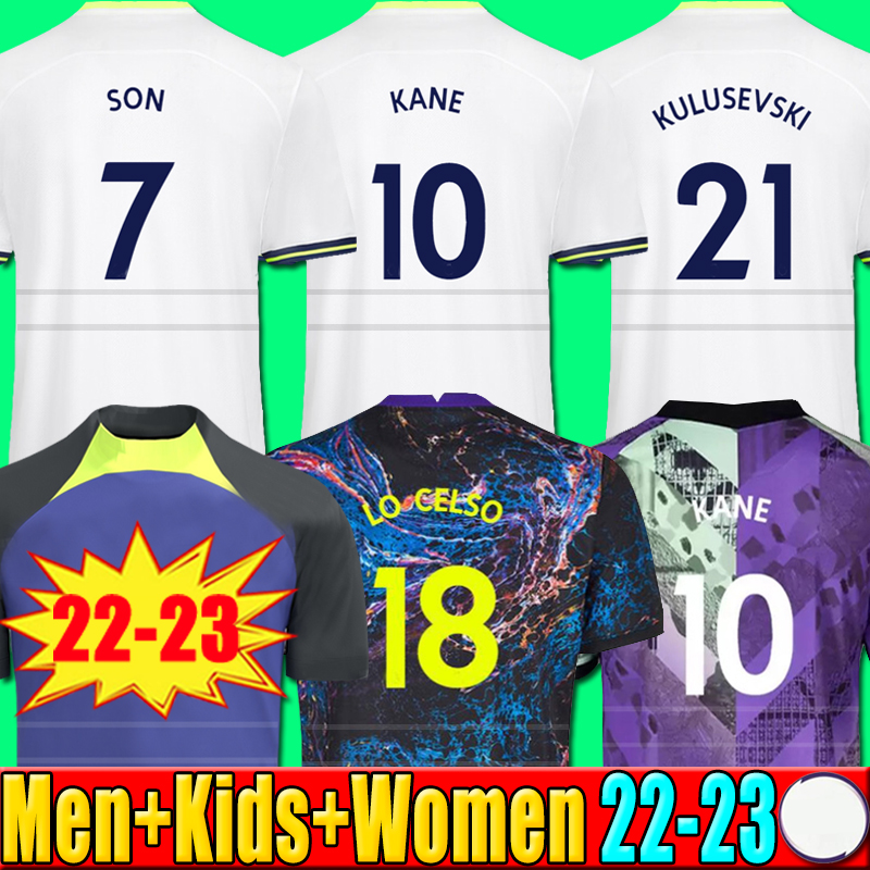 

21 22 23 KANE SON KULUSEVSKI Soccer Jerseys HOJBJERG colorful Away 2021 2022 LUCAS DELE Third home Football kit shirt BRYAN purple tops Men kids set, P11 21 22 third kids