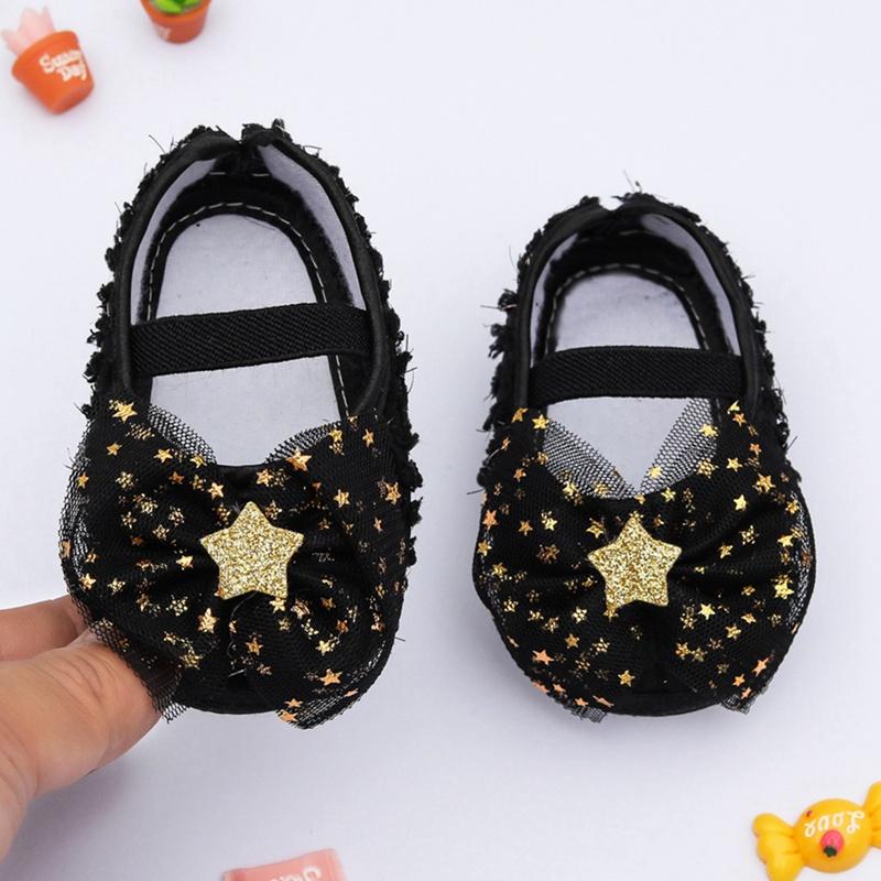 

First Walkers Baby Girl Shoes Girls Sweet Princess Shoe Star Net Yarn Bow Soft Bottom Non-slip Fashion Crib Autumn WalkersFirst