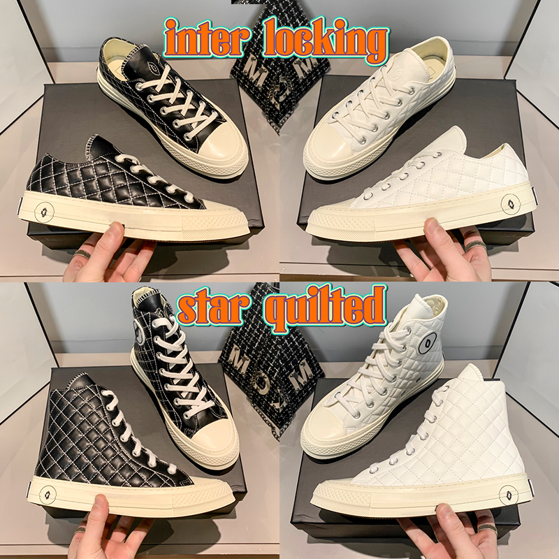 

2022 Designer casual shoes inter locking x star quilted leather sneaker black white high low top quality sneaker luxury women sneakers outdoor womens trainers, Double box