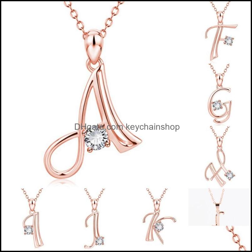 

Pendant Necklaces Pendants Jewelry Womens Alphabet A-Z Necklace For Men Creative 26 Letter With Rhinestone Choker Chains Drop Delivery 202