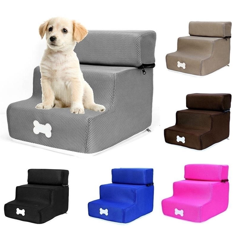

Pet Dog Stairs 3 Steps Ladder Small House For Puppy Cat Antislip Removable  Bed Supplies Y200330, Black