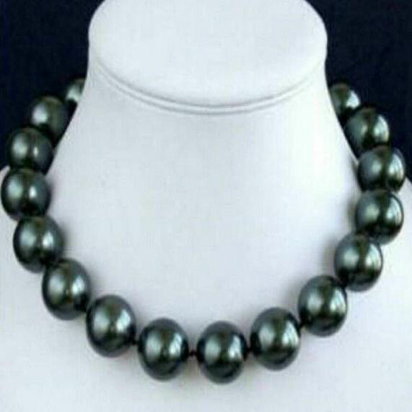 

Huge 16mm Natural Black South Sea Shell Pearl Necklace 20" AAA