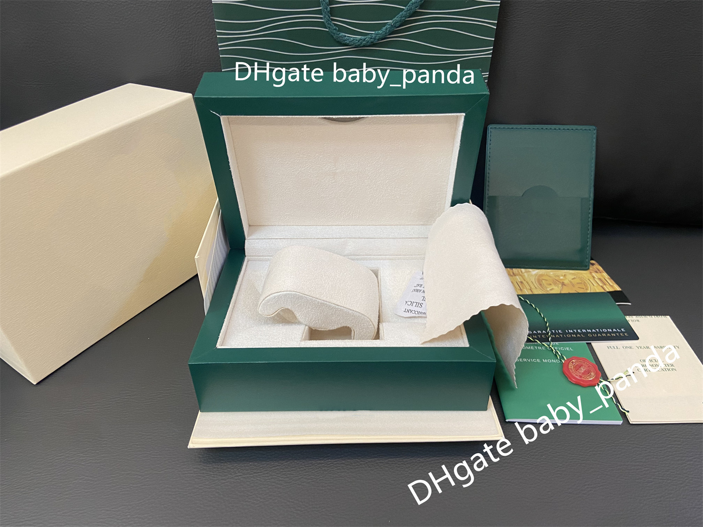 

High quality dark green watch boxes original wooden watches box 126610 126613 126710 126718 card tag brochure handbag Rolex watch box -3