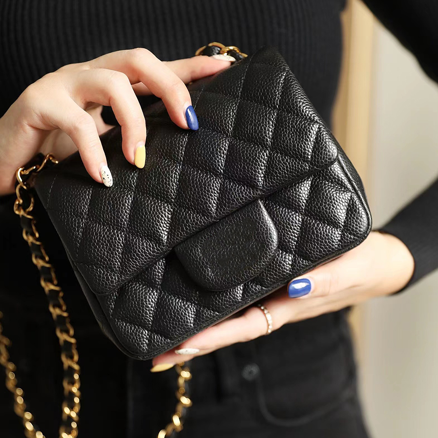 

10A Top quality mini flap bag Sheepskin and caviar skin 17cm A35200 woman shoulder bagss luxurious crossbody bag fashion chain bags designer bags purse With box C005, M(sheepskin)