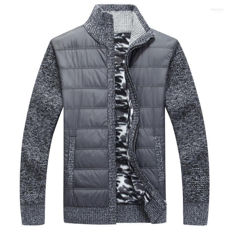 

Winter Men's Fleece Sweater Coat Thick Patchwork Wool Cardigan Muscle Fit Knitted Jackets Fashionable Male Clothing For Autumn Mari22, Black