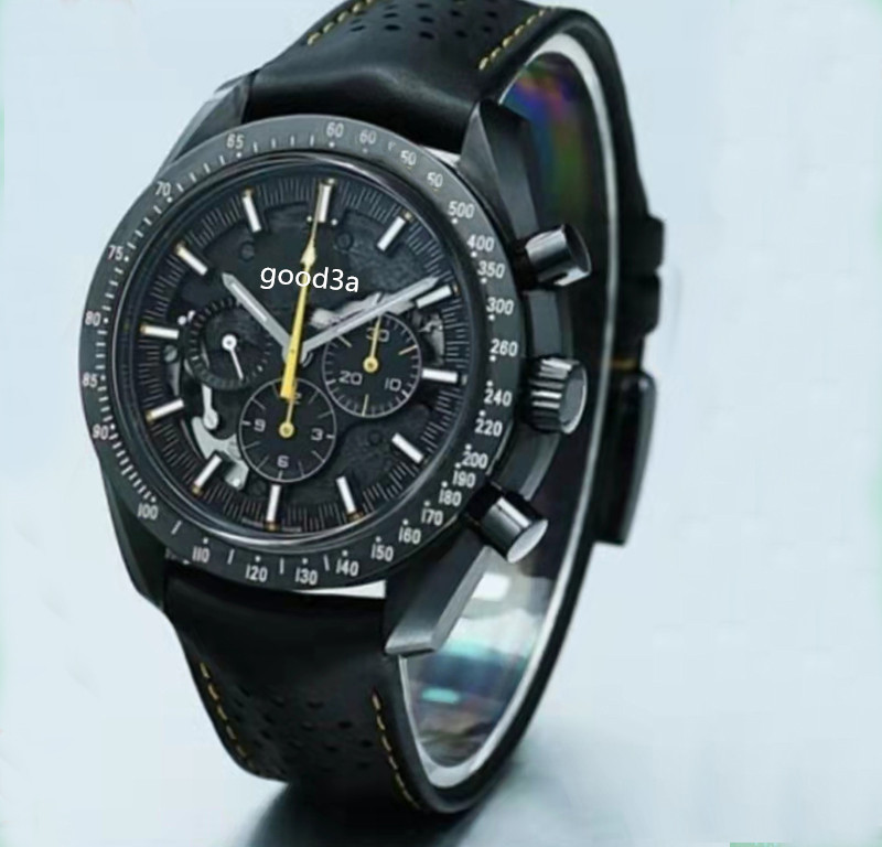 

Full Function Men's Watch Skeleton Automatic Quartz Watches 42mm Fashion Leather Strap Watch Montre De Luxe Mens Gift, Box