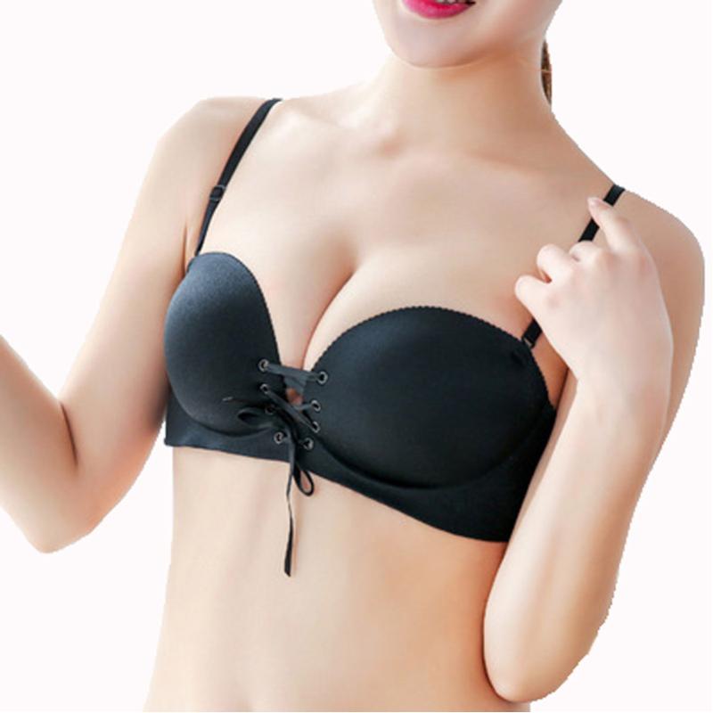 

Bras Small Push Up Strap Rope B Female Bra Wireless LB Seamless Sexy Underwear Party Dress T Shirt For Women Finger Sharpe, Black