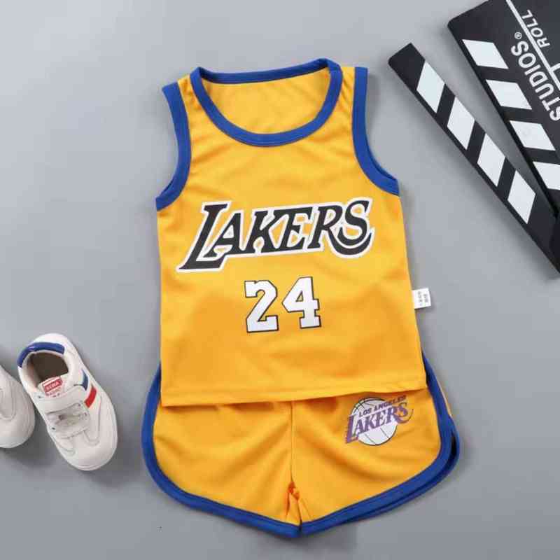 

Teddy bear summer short sleeved Shorts Set leisure sports trend children's boys and girls' basketball clothes summer sleeveless children's, White