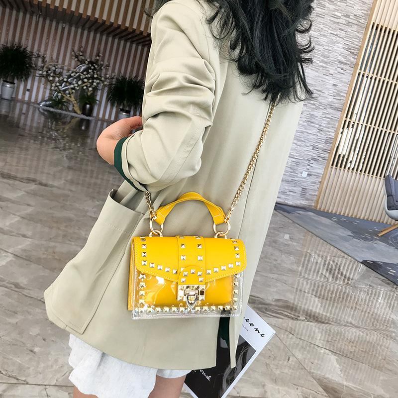 

Evening Bags Women 2022 Pvc Shoulder Bag Fashion Trend Rivet Zipper Chain Crossbody Classic Designers Purses And Handbag Leather Tote, White